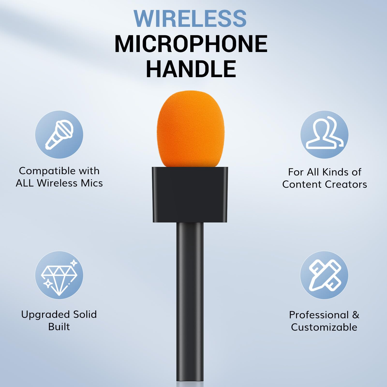 TONOR Mic Handle for DJI RODE Microphone, Handheld Mic Stand for Wireless GO, Interview Microphone Rig for All Lavalier Mic, Wir